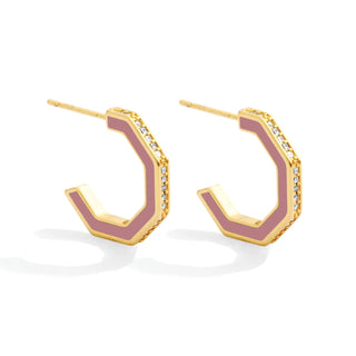 Pave Accented Colorful Hexagon Earrings