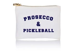 Flat Zip-Pickleball & Prosecco Cosmetic Pouch