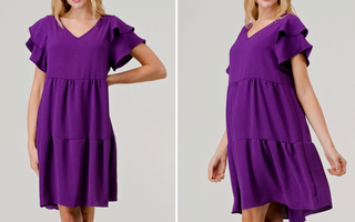 Purple Nora Tiered Flutter Sleeve Game Day