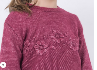 Floral embroidery knit sweater
