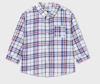 White and Blue Checked Shirt