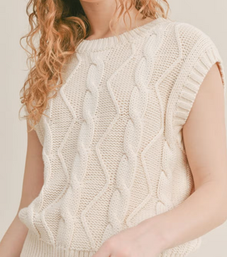 Ken Cable Knit Sweater Vest: Ivory