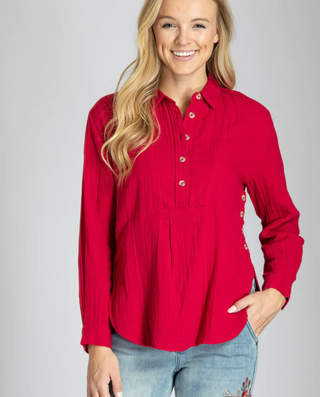 Popover Shirt With Side Seam Button Detail
