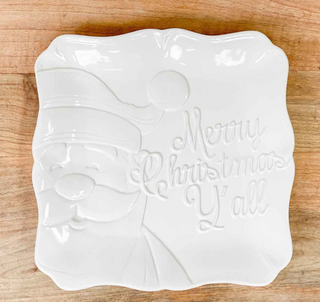 Merry Christmas Y'all Embossed Square Platter