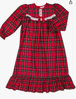 Holiday Traditional Red Plaid Long Sleeve Gown