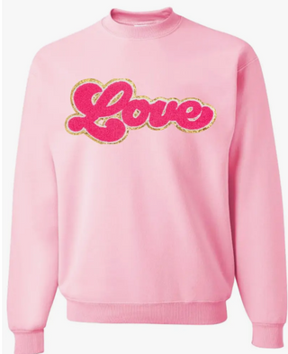Love Script Patch Valentines Adult Sweatshirt