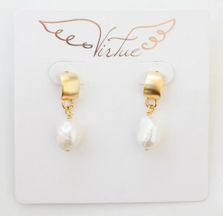 Pearl Semi Hoop Earrings