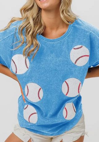 Baseball Sequin Embroidered Shirt