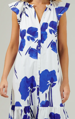 Neli Floral Dynamite Button Midi Dress