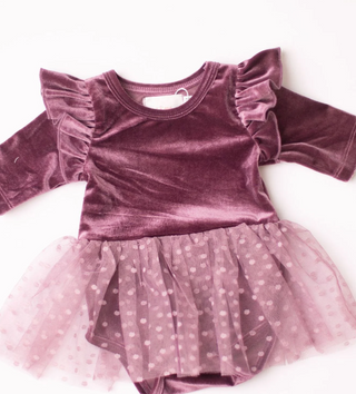 Amethyst Velvet Tutu Bodysuit