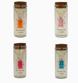 Oso Cute Gummy Bear Charm Necklace in A Bottle - 16 Inch