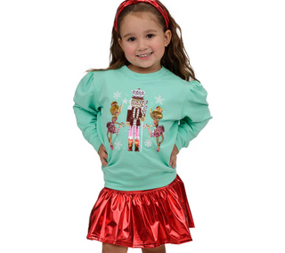 Mint Sequin Nutcracker Girls Top