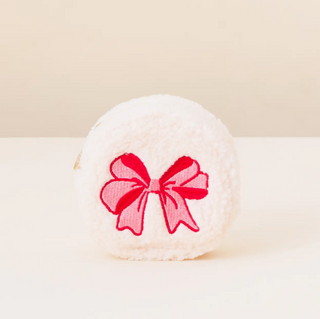 Circle Teddy Pouch-Red Bow Pouch