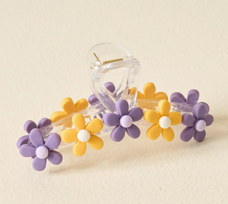 Daisy Claw Clip - Purple + Yellow