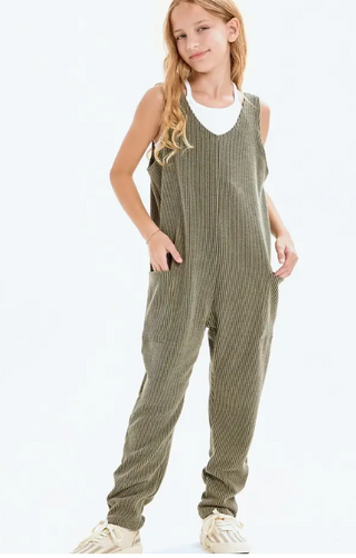 Embossed Rib Sleeveless Jumpsuit /Overall /Onesie