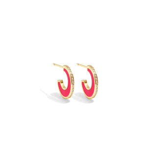 Small Colorful Pave Hoop- Pink