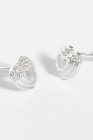 Silver Plated Layered Heart Studs