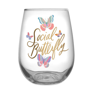 Stemless Wine Glass - Social Butterfly Stemless Wine Glass - Social Butterfly
