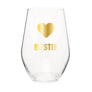 Bestie - Gold Foil Stemless Wine Glass