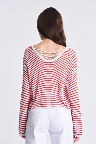 Boat Neck Sweater with  Crisscross Back Detail
