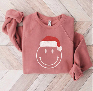 Smiley Face Christmas Sweatshirt - Mauve