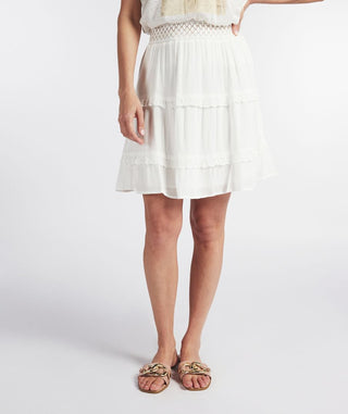 White Lace Crape Skirt