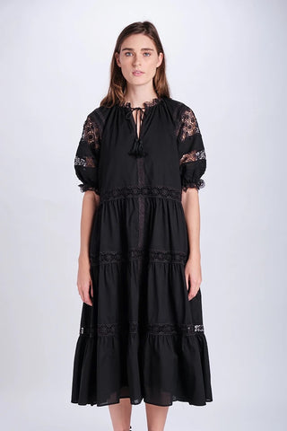 Tiered Lace Detail Midi Dress