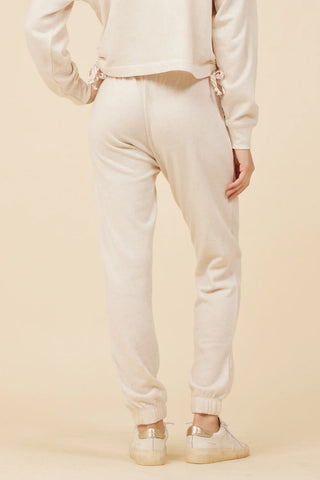 Heather Oatmeal French Terry Jogger with Smiley Face