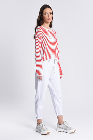 Boat Neck Sweater with  Crisscross Back Detail