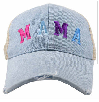 MAMA (Multicolored) Denim Trucker Hat