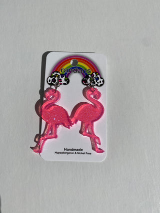 Pink Lucite Flamingo Earring
