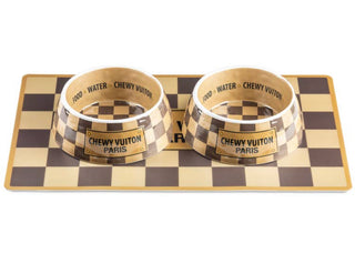 Checker (Brown) Chewy Vuiton Bowl