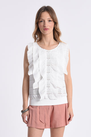 Ruffle Front Knitted Tank Top