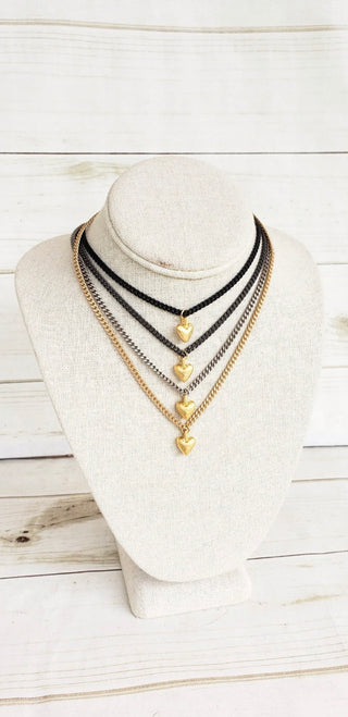 Gold Heart Necklace on a Curb Chain