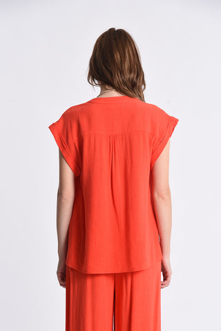 Poppy Colored Woven Top