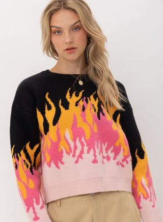 Flame Cropped Sweater